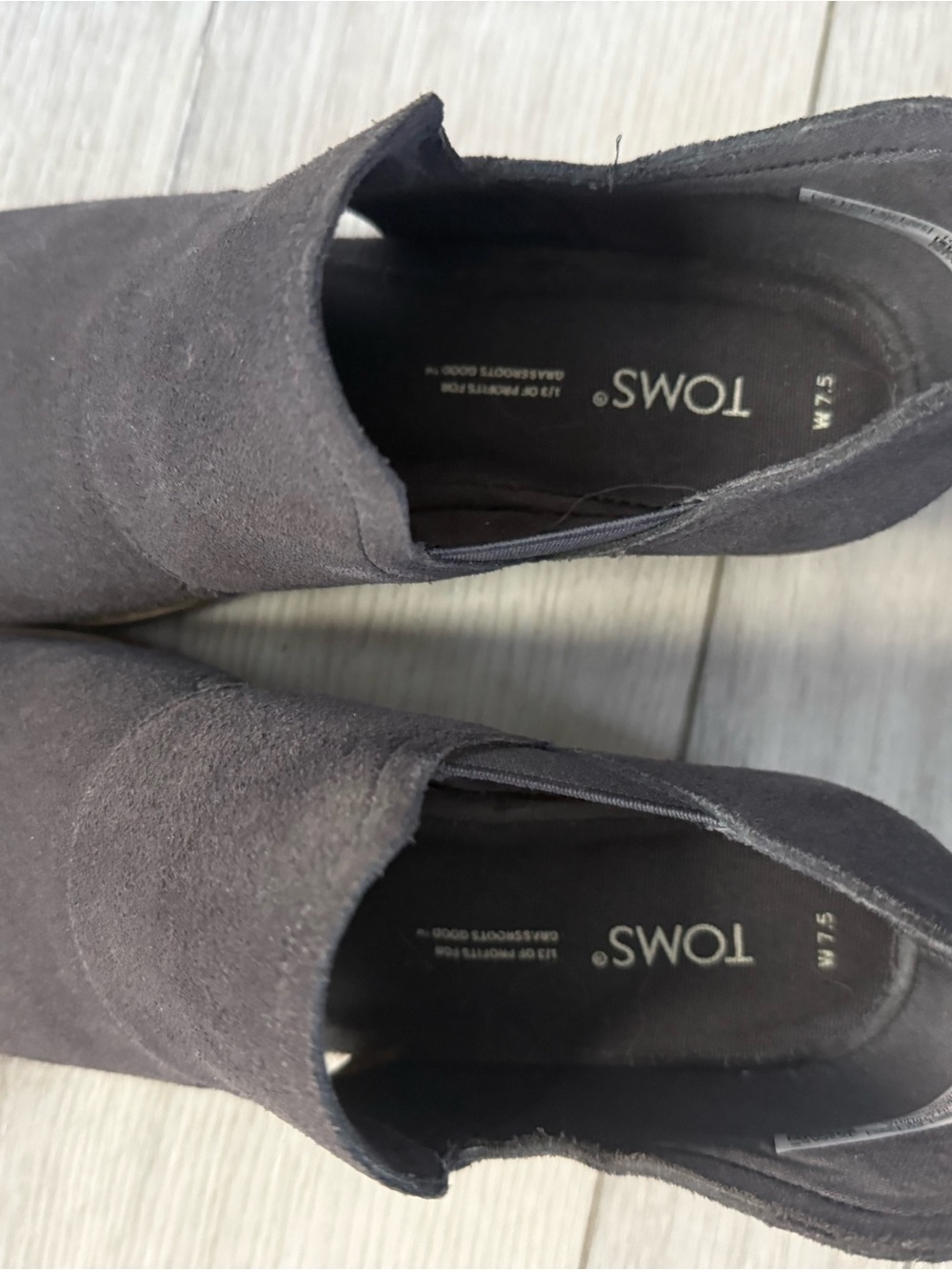 TOMS Charcoal Suede Cutout Wedge Sandals - Picture 5 of 5